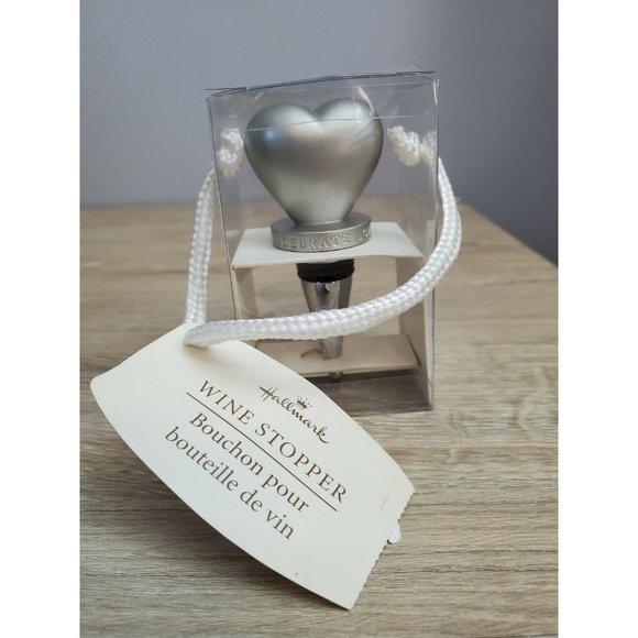 Hallmark Celebrate Love Celebrate Life Heart Wine BottleStopper Silvertone Metal - Picture 4 of 6